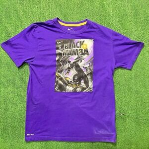 NIKE DRI FIT KOBE BRYANT Black Mamba T-SHIRT Sz L Purple BLACK PANTHER #24